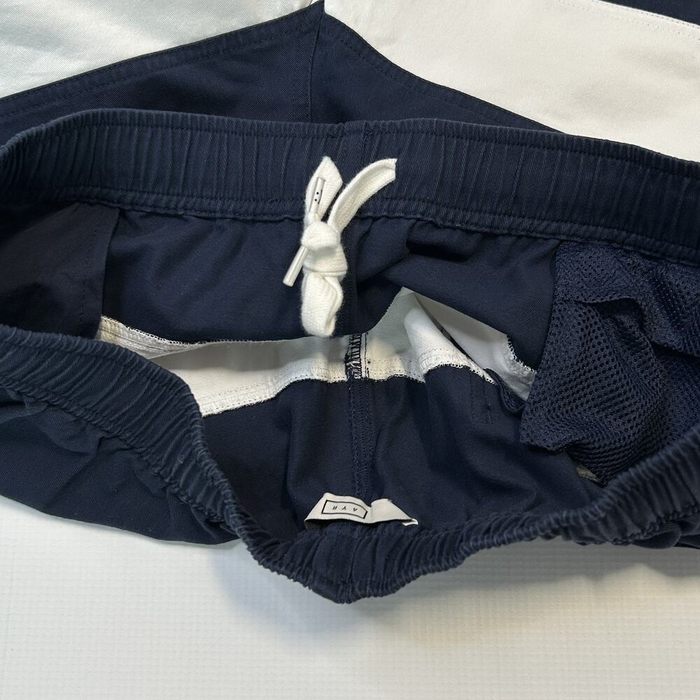 AYR Mens XL Cotton Shorts Chino Pull On Drawstring Waist 5.5" Blue Rugby Stripe - Picture 8 of 12